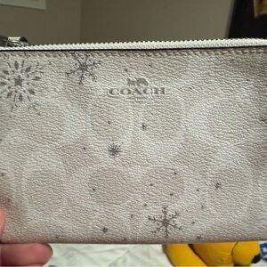 Coach Cream Leather Snowflake Wristlet